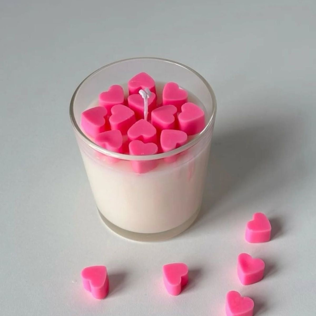Pink Heart Topped Jar Candle