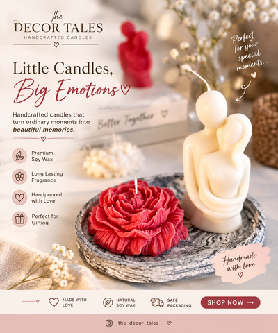 Couple Embrace Candle with Rose - Red and Ivory