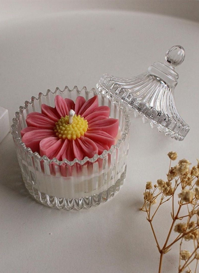 Decorative Floral Candle - set of 1