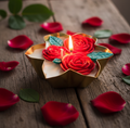 Rose Urli Candle - Red and White