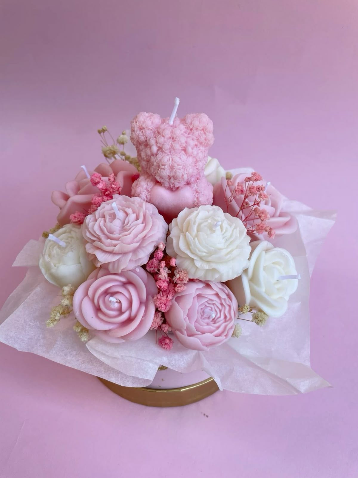 Love in Bloom — Peony Teddy Bouquet 🧸🌸🤍