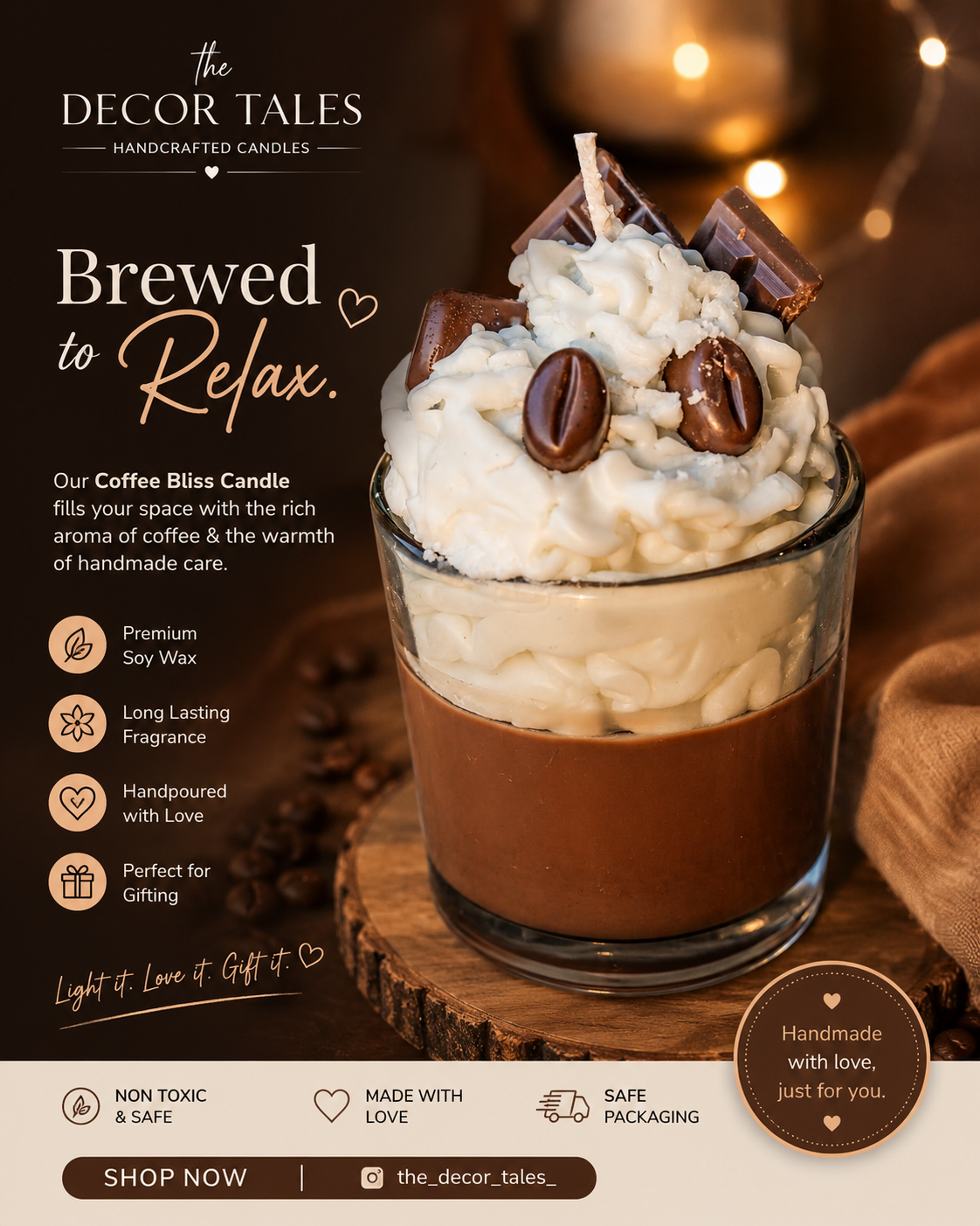 Coffee Latte Candle in Glass