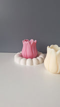 Tulip Pillar Candle - Pink and Ivory