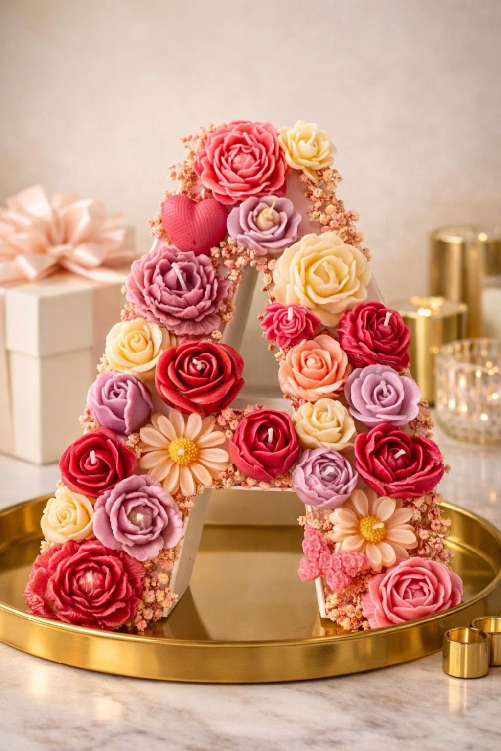 🌷 The Floral Initial Candle - connect on WhatsApp to customise