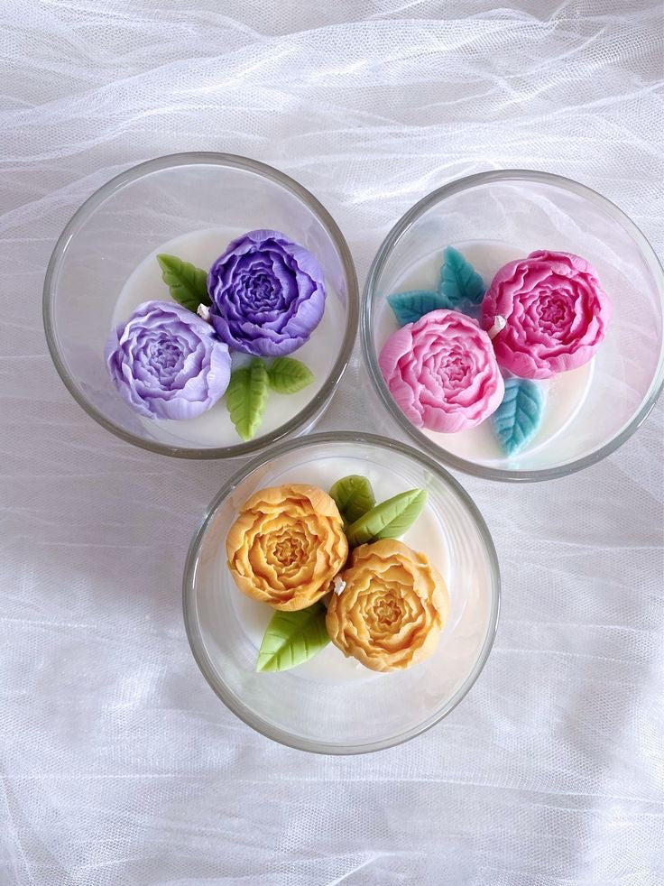 Bloom Trio — Glass Candle Set 🌸