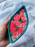 Rose Garden Teal Boat Candle by Decortales