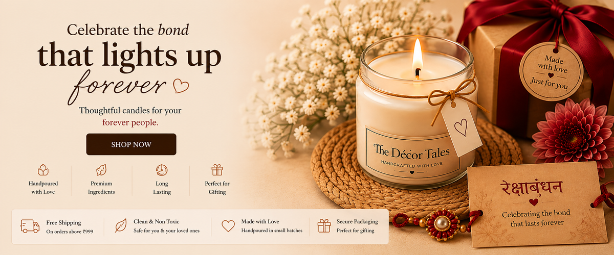 Handpoured The Décor Tales candle with a gift box